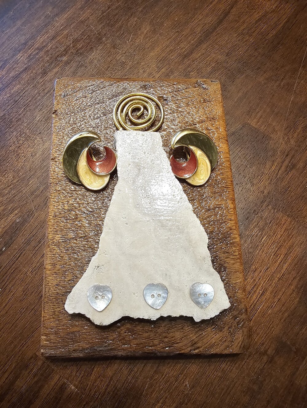 Handmade Neutral, Gold & Copper Angel Wall Accent